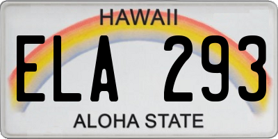 HI license plate ELA293