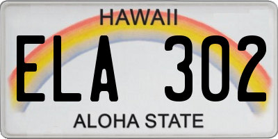 HI license plate ELA302