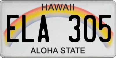 HI license plate ELA305