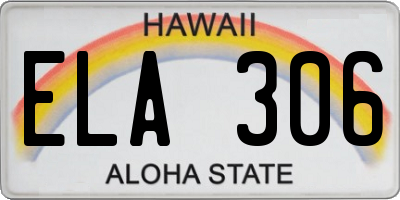 HI license plate ELA306