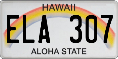HI license plate ELA307