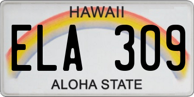 HI license plate ELA309