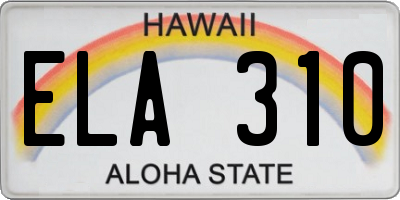 HI license plate ELA310