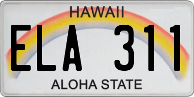 HI license plate ELA311