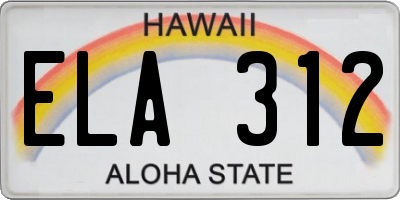 HI license plate ELA312