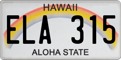 HI license plate ELA315