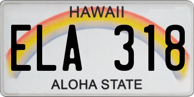 HI license plate ELA318