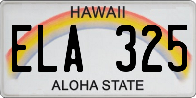 HI license plate ELA325