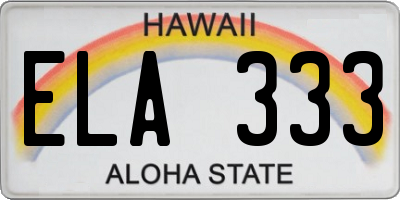 HI license plate ELA333