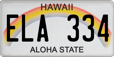 HI license plate ELA334