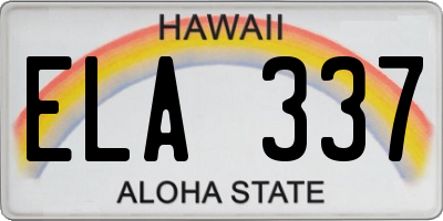 HI license plate ELA337