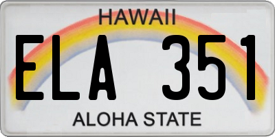 HI license plate ELA351