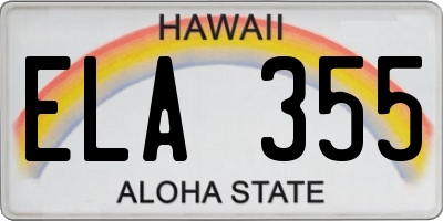 HI license plate ELA355