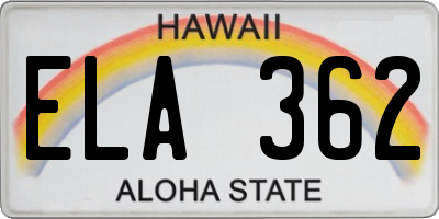 HI license plate ELA362