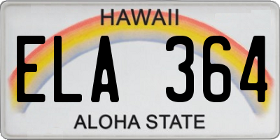 HI license plate ELA364