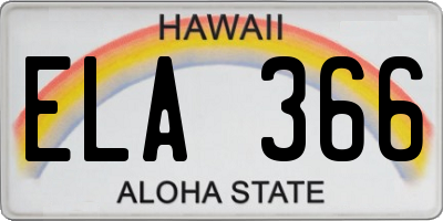 HI license plate ELA366