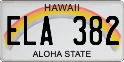 HI license plate ELA382