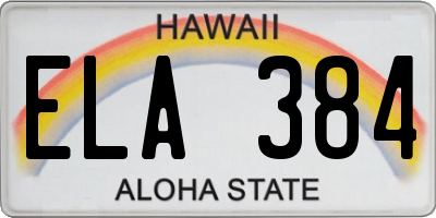 HI license plate ELA384