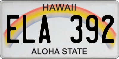 HI license plate ELA392