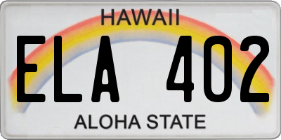 HI license plate ELA402