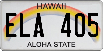HI license plate ELA405