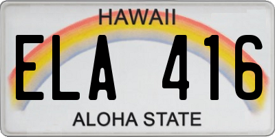 HI license plate ELA416