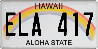 HI license plate ELA417