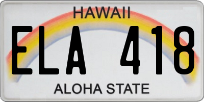 HI license plate ELA418