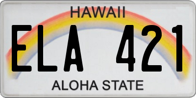 HI license plate ELA421