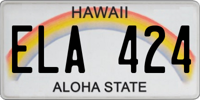 HI license plate ELA424