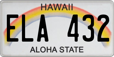 HI license plate ELA432