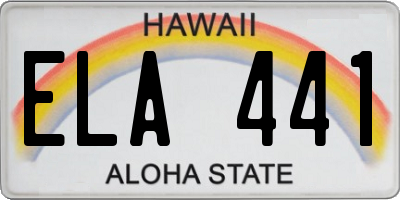 HI license plate ELA441