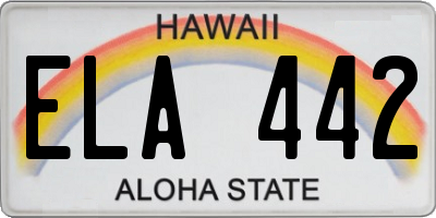 HI license plate ELA442