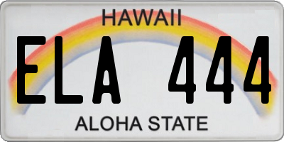 HI license plate ELA444