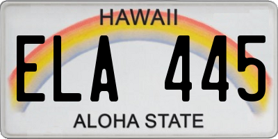 HI license plate ELA445