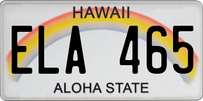 HI license plate ELA465