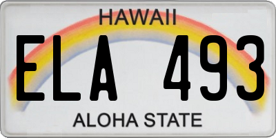 HI license plate ELA493