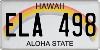HI license plate ELA498