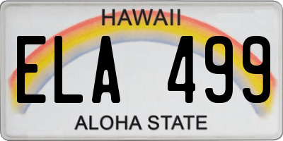 HI license plate ELA499