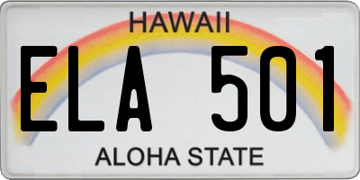 HI license plate ELA501