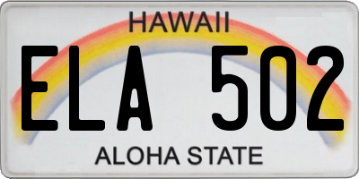 HI license plate ELA502