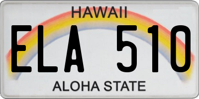 HI license plate ELA510