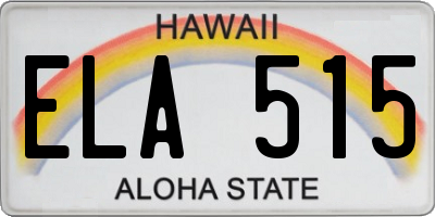 HI license plate ELA515