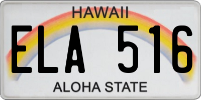 HI license plate ELA516