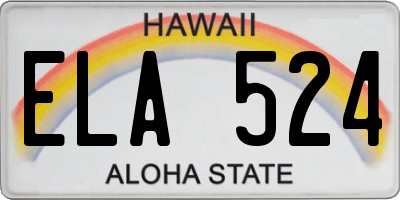 HI license plate ELA524