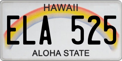 HI license plate ELA525