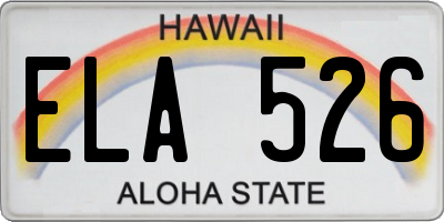 HI license plate ELA526
