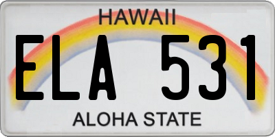HI license plate ELA531