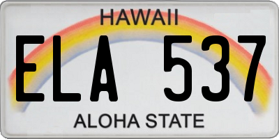 HI license plate ELA537