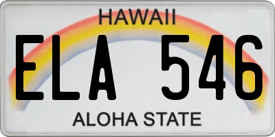 HI license plate ELA546
